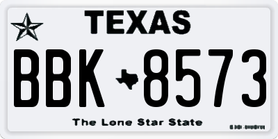 TX license plate BBK8573