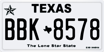 TX license plate BBK8578