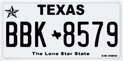 TX license plate BBK8579