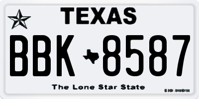 TX license plate BBK8587