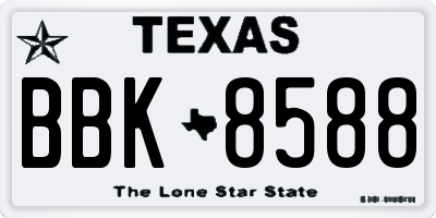 TX license plate BBK8588