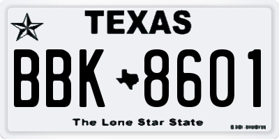 TX license plate BBK8601