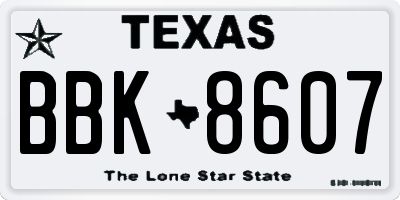 TX license plate BBK8607