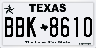 TX license plate BBK8610
