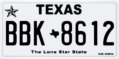 TX license plate BBK8612