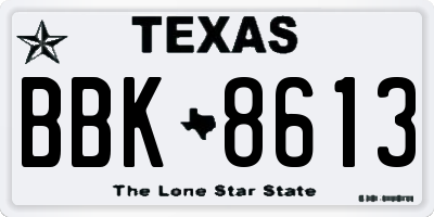 TX license plate BBK8613