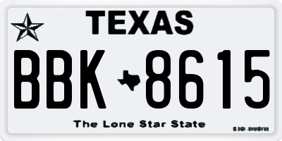 TX license plate BBK8615