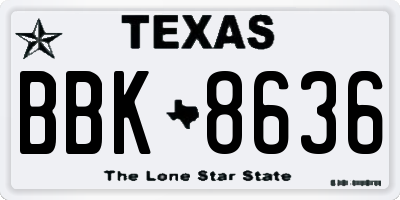 TX license plate BBK8636