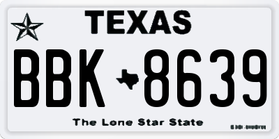 TX license plate BBK8639