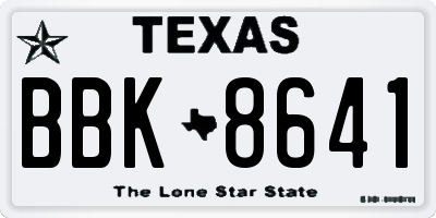 TX license plate BBK8641