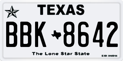 TX license plate BBK8642