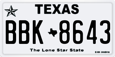 TX license plate BBK8643