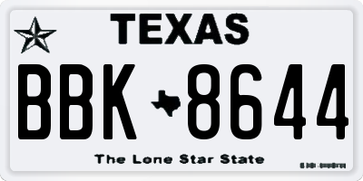 TX license plate BBK8644
