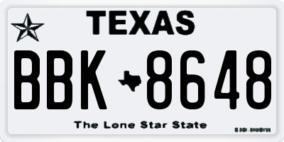 TX license plate BBK8648