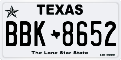 TX license plate BBK8652