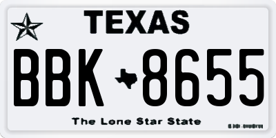 TX license plate BBK8655