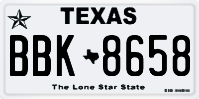 TX license plate BBK8658