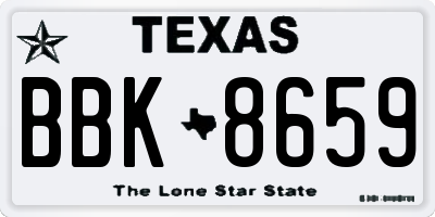 TX license plate BBK8659
