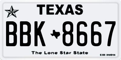 TX license plate BBK8667