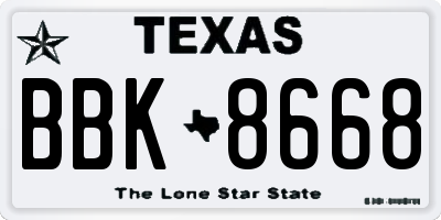 TX license plate BBK8668