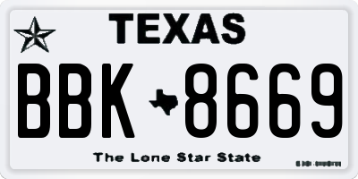 TX license plate BBK8669