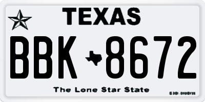 TX license plate BBK8672