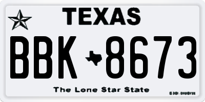 TX license plate BBK8673