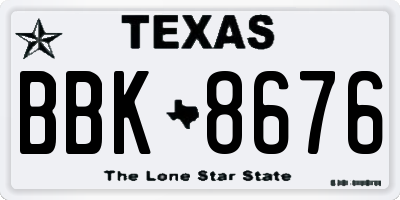 TX license plate BBK8676