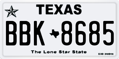 TX license plate BBK8685