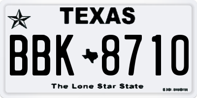 TX license plate BBK8710