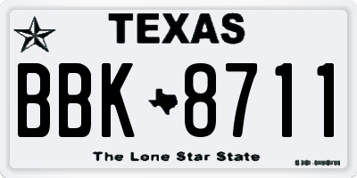 TX license plate BBK8711