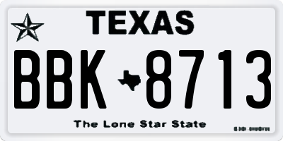 TX license plate BBK8713