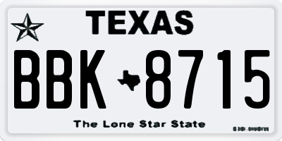 TX license plate BBK8715