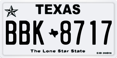 TX license plate BBK8717