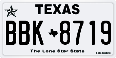TX license plate BBK8719