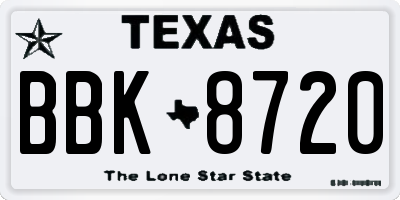 TX license plate BBK8720