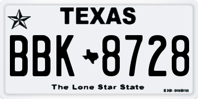 TX license plate BBK8728