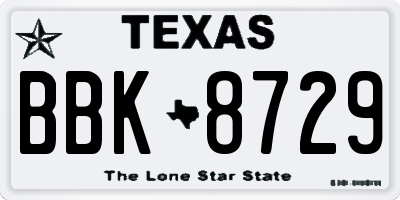 TX license plate BBK8729