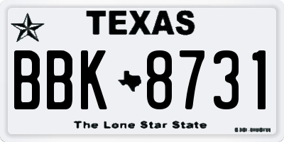TX license plate BBK8731
