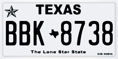TX license plate BBK8738