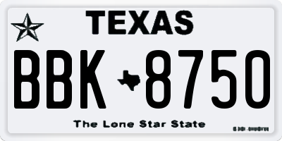 TX license plate BBK8750