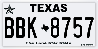 TX license plate BBK8757