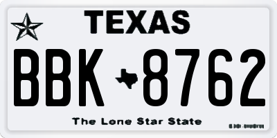 TX license plate BBK8762