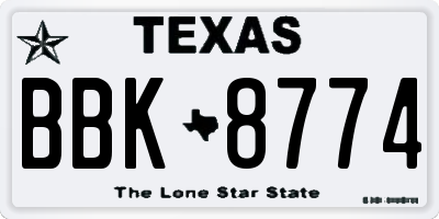 TX license plate BBK8774