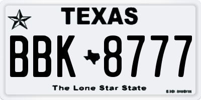 TX license plate BBK8777