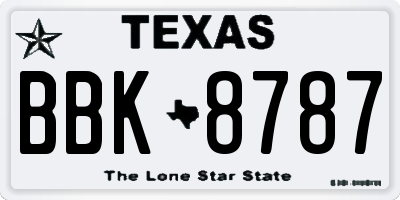 TX license plate BBK8787