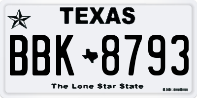 TX license plate BBK8793