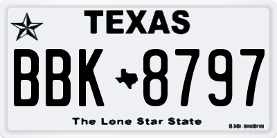 TX license plate BBK8797