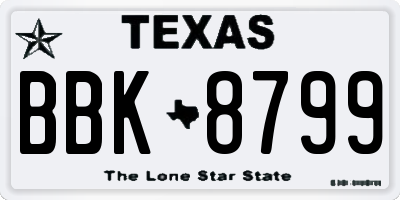 TX license plate BBK8799
