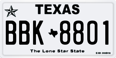 TX license plate BBK8801